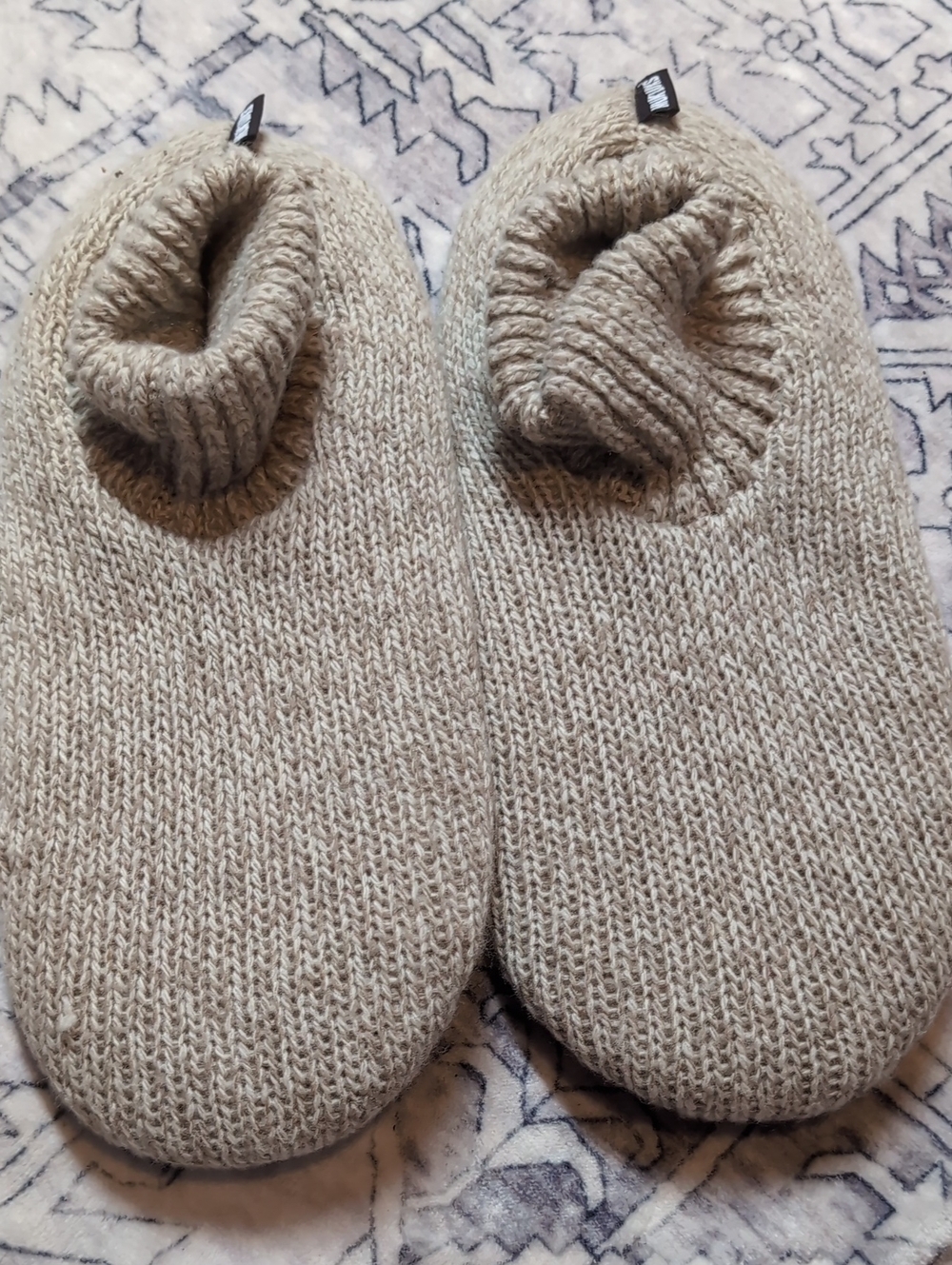 Cozy Knit Men's Muk Luks Slipper Socks - Beige XL